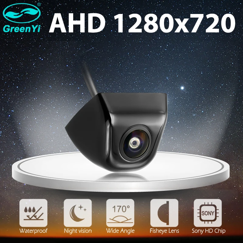 GreenYi HD AHD 1920*1080P 170 градусов объектив «рыбий глаз» звездный свет ночное видение Автомобильная камера заднего вида автомобильная универсальная камера заднего вида - изображение
