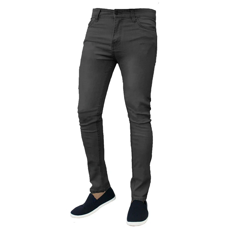 Black Skinny Jeans Men Fashion Stretch Slim Fit Mid Waist Denim Pencil Pants Male Casual Simple White Jeans Pantalones De Hombre