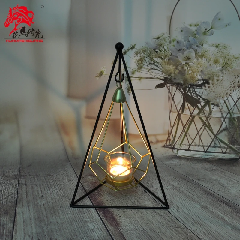 Металлический держатель для свечей железный геометрический подсвечник