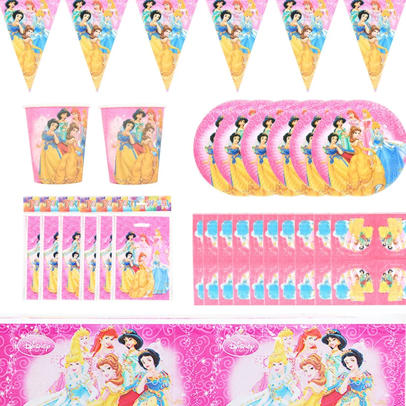 

Диснеевской принцессы Детский День Рождения украшения набор реквизита Детский наряд для дня Рождения одеваются комплект для вечеринок чаш...