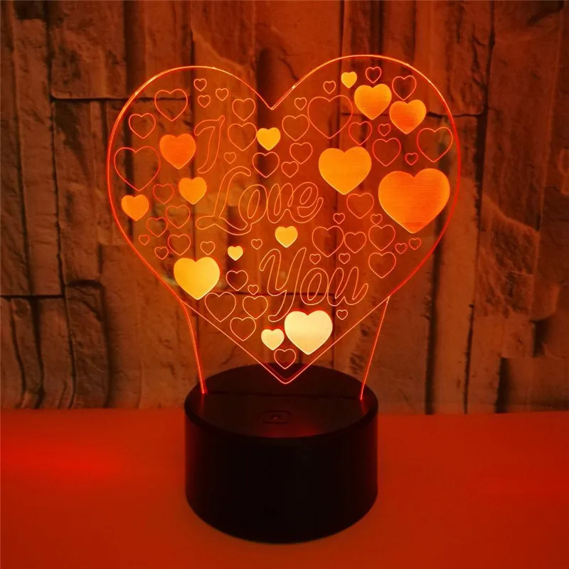 

3D I Love You Love Heart led bulb desk Lamp colorful holiday lightning USB RGB controller flashlights decorations for home bar