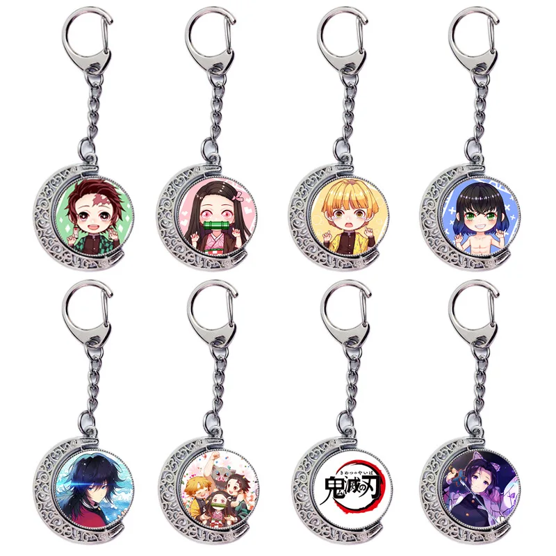 

Hot Japanese Anime Demon Slayer Sword Keychain Cosplay Katana Ghost Blade Glass Ball Pendant Keyrings Jewelry Keychain Fans Gift