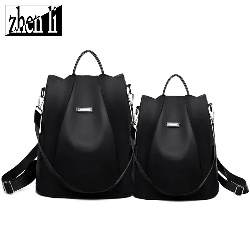 

2021 New Arrivals Women's Backpacks For Female Oxford Cloth Black Solid Color Design High Quality Leisure Style Girls Bag