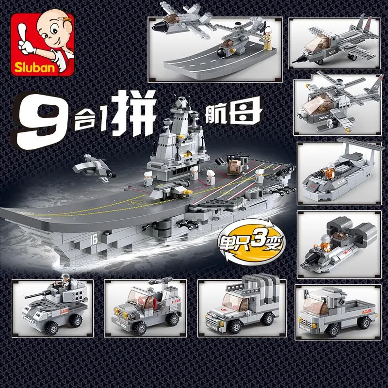 

1001pcs Military helicopters Spaceship Building Blocks Sets Brick Boy Toys Airplane Aircraft Carrier Christmas birthday Gifts