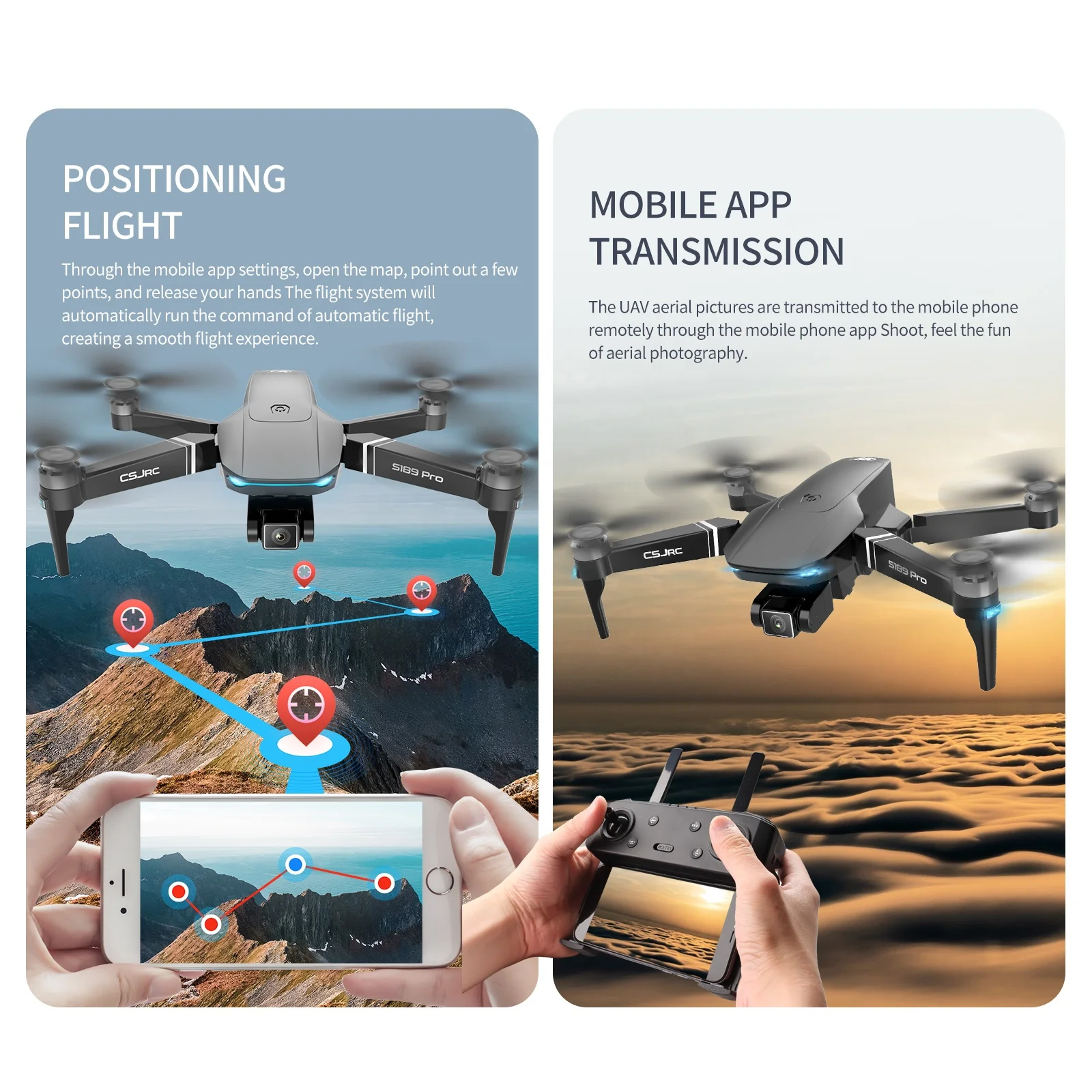 2021 CSJRC S189PRO Brushless Folding GPS 4K Drone with ESC Camera Optical flow VS SG907 SG906 F11  PRO Drones