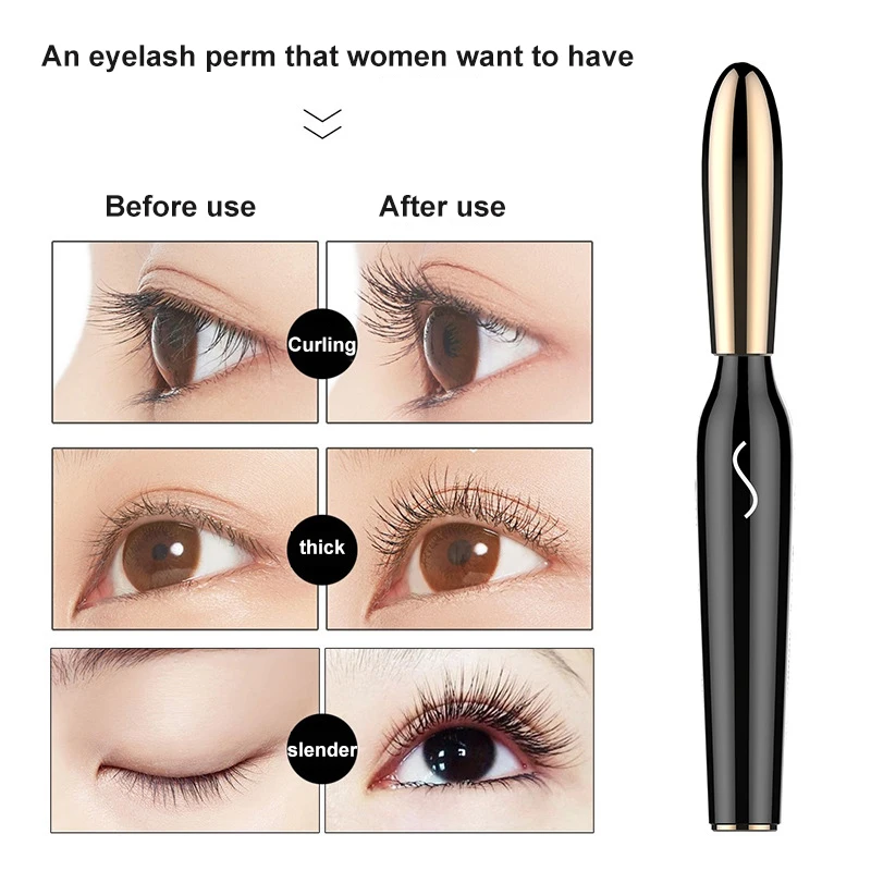 

New Electric Heated Eyelash Curler Quick Heating Natural Eyelash Curler USB Rechargeable Eyelashes Curler Lasting Makeup Tools
