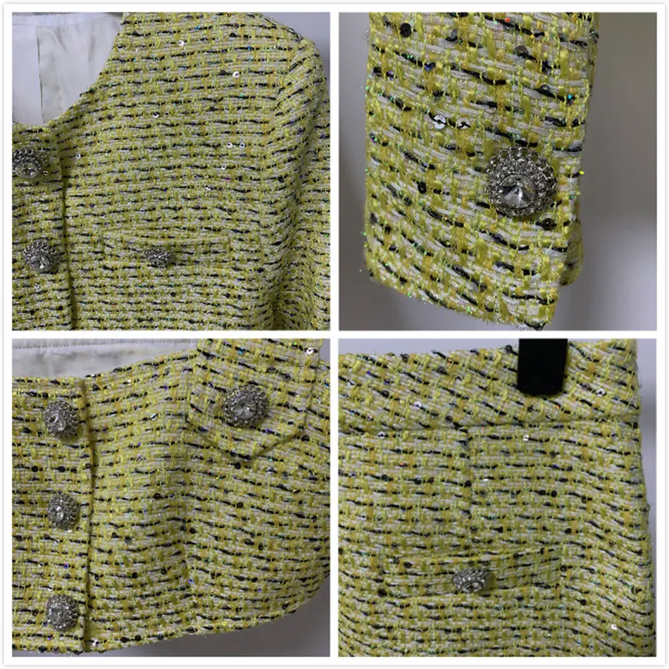 Женское твидовое платье с блестками элегантный комплект из трех предметов жилет