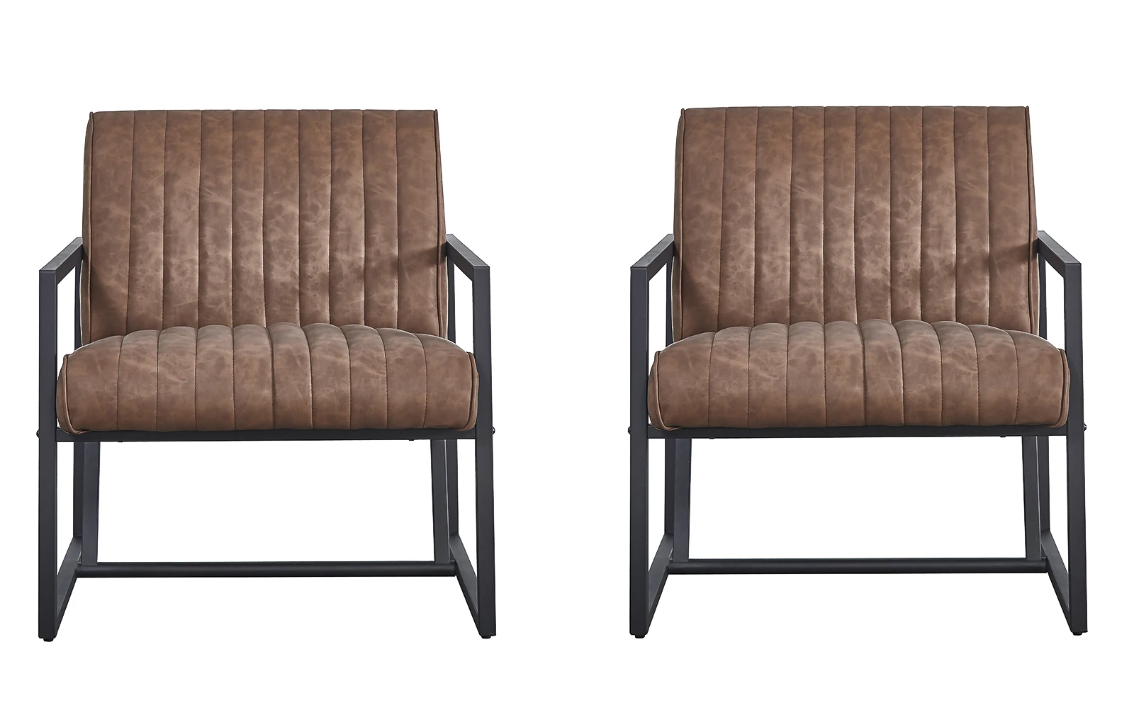 

Modern Design High Quality PU Brown Steel Armchair For Kitchen Dining Bedroom Living Room Home Furniture Supplies