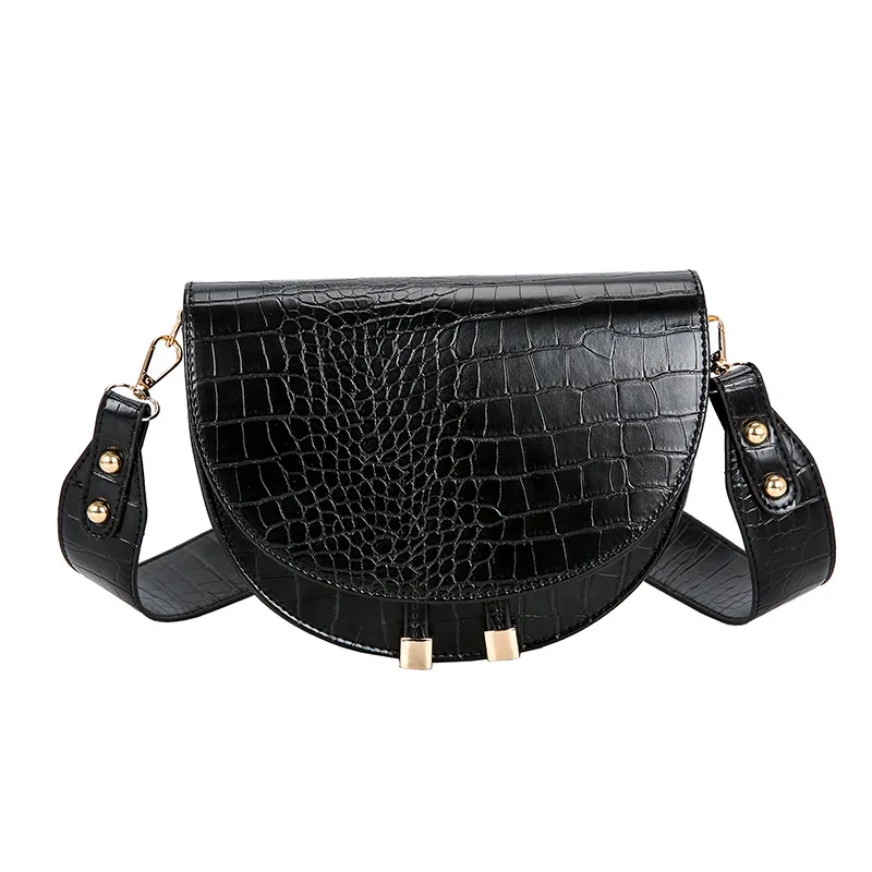 

Vintage Women Crossbody Bag Fashion Crocodile Semicircle Saddle Bag PU Leather Shoulder Bags For Female Handbags Designer Bolsas