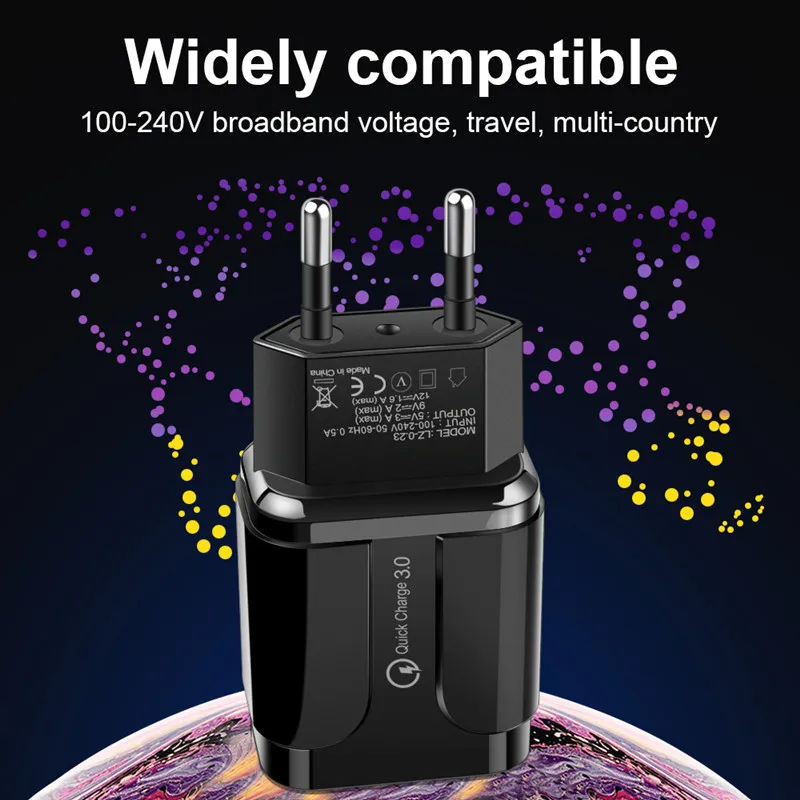 Адаптер для быстрой зарядки QC3.0 зарядное устройство с Micro usb кабелем 18 Вт Samsung A10 ZTE