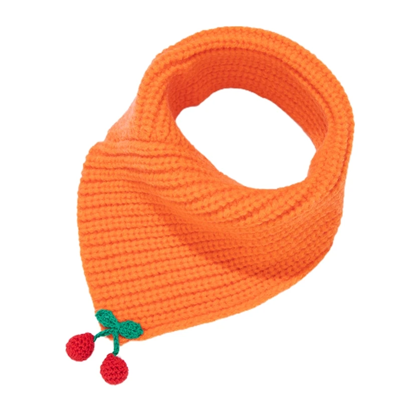 Детский зимний трикотажный треугольный шарф с мультяшным рисунком вишни