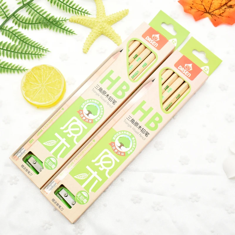 12 шт. экологически чистые треугольные деревянные карандаши HB Графитовые с