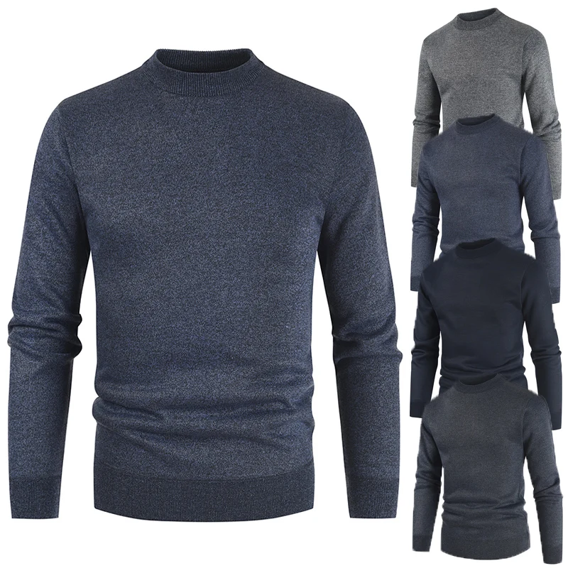 Осень-зима 2020 мужские свитера с круглым вырезом мужской темно-синий Однотонный