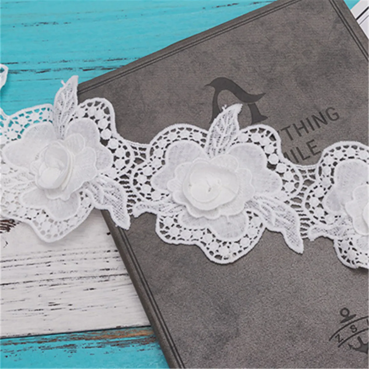 

1Yd Embroidered White 3D Flower Lace Trim Ribbon DIY Wedding Dress Sewing Craft