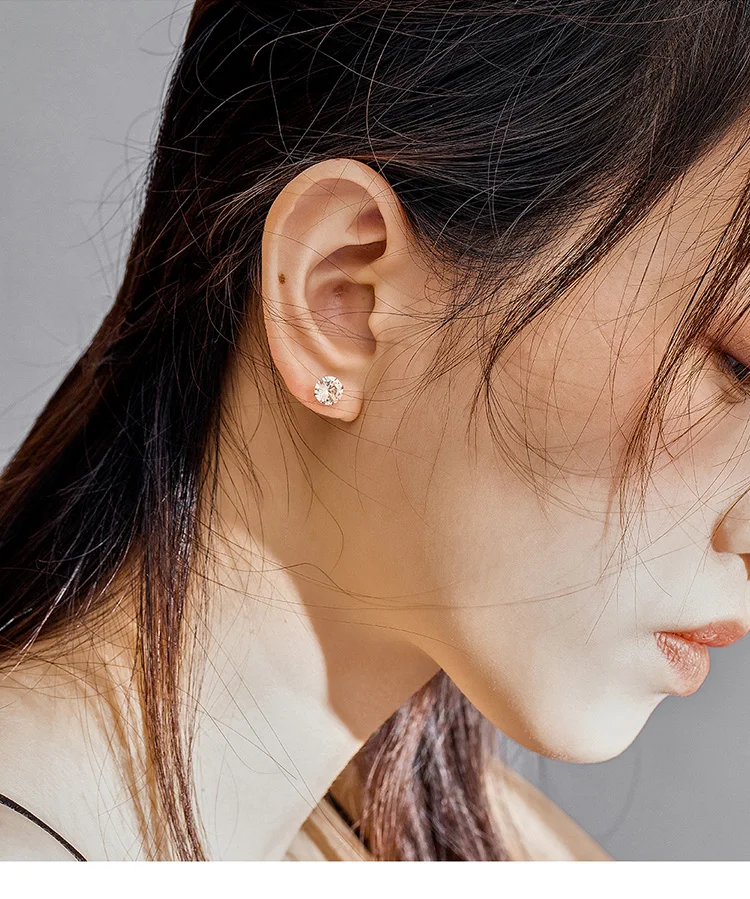 Простые циркониевые серьги BISAER, 925 пробы, серебряные, на день рождения, камень, маленькие серьги-гвоздики для женщин, кубический циркон, ювелирное изделие EFE166