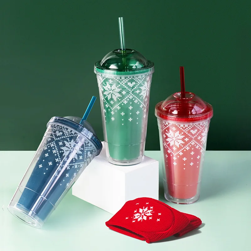 

Novelty Winter Snowflake Sippy Cup Reusable Heat-proof Cups Drinking Bottle Student Water Cup Cute Plastic Mug Water Bottles