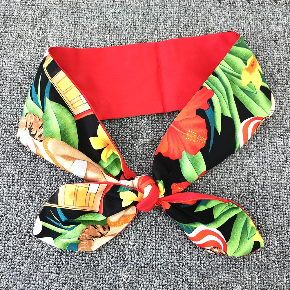 

Fashion 2021 Headband Headwear Women Retro Rockabilly Wired Polka Dot Tartan Retro Scarf Wire Bow Hair Band Hair Accessories