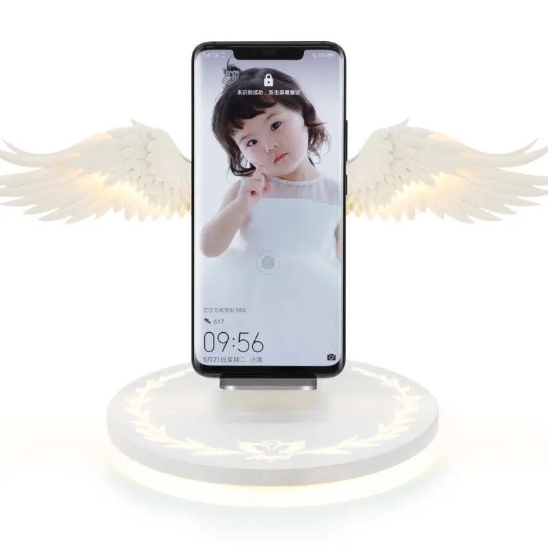 

Wonderlife 10W Universal Colorful LED Angel Wings Qi Wireless Charger Charge Dock For iPhone 8 Plus X XS MAX XR Mobile Phone