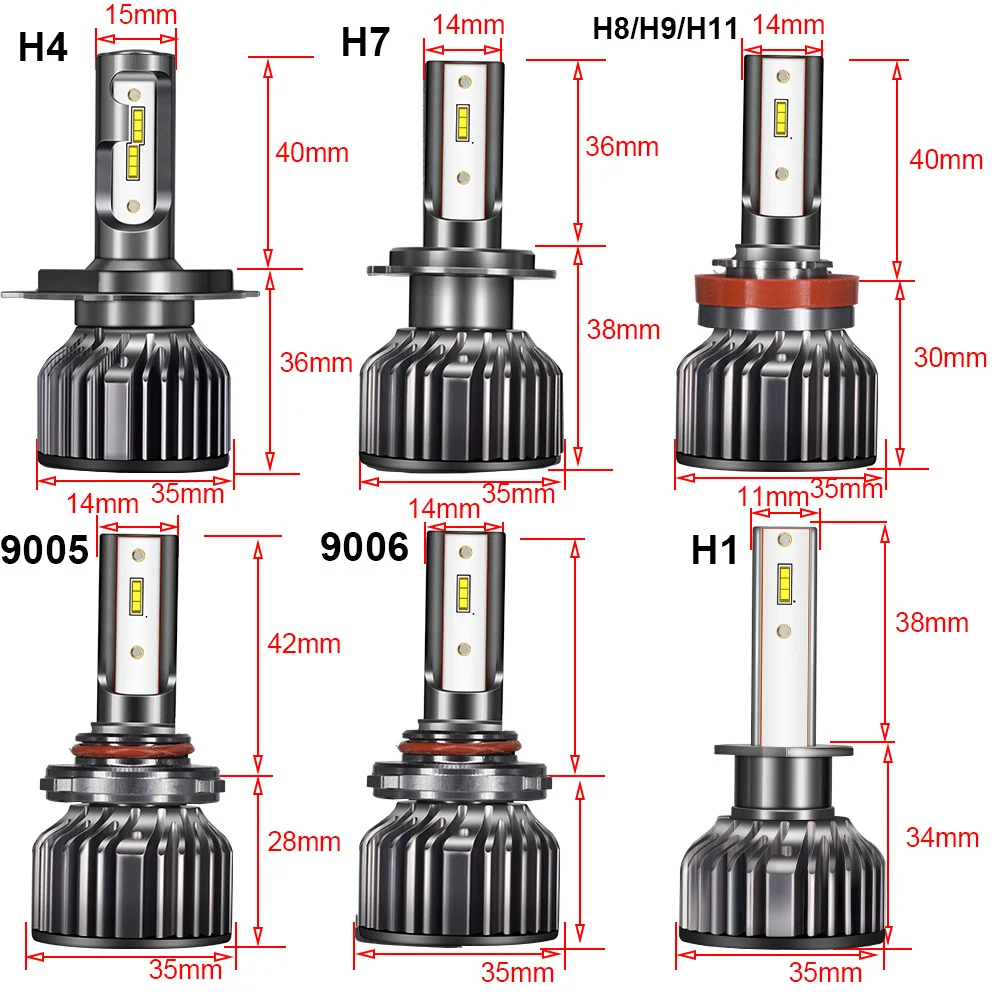 

YHKOMS Canbus Car Lights H7 H11 LED Lamp Car Headlight Bulbs H4 H1 H8 H9 9005 9006 HB3 HB4 Turbo LED Bulbs 12V Auto LED Light