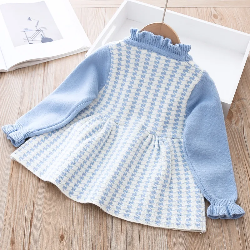 Вязаное платье-свитер для девочек с высоким воротом | Детская одежда и обувь