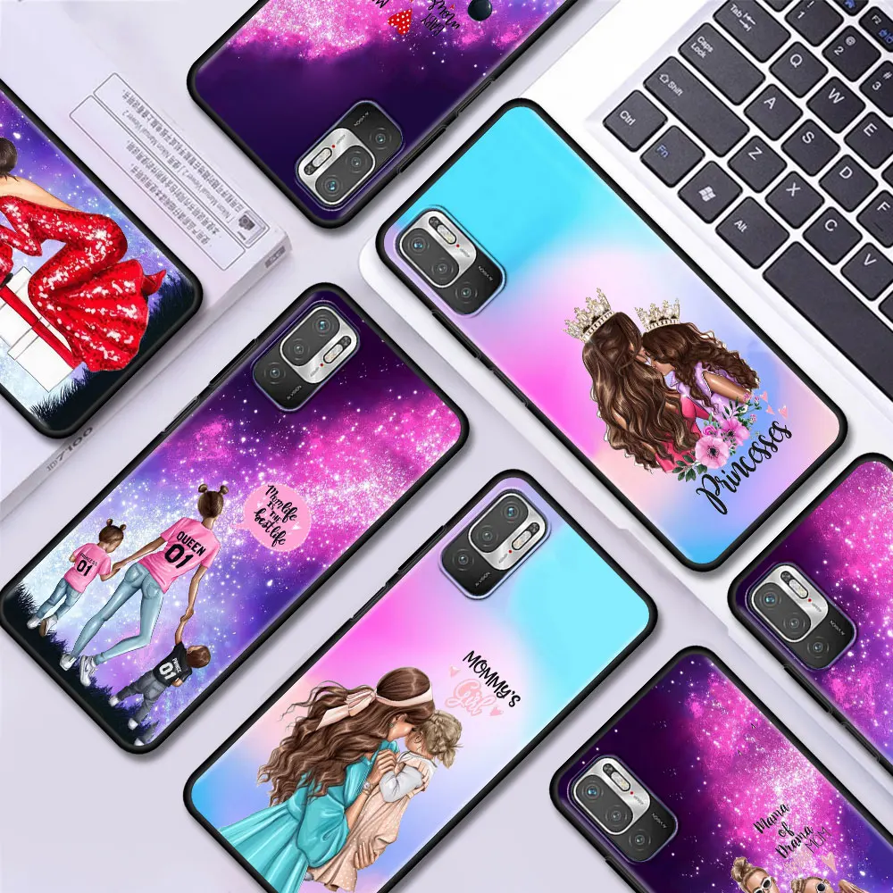 

Woman Fashion girl Super Mom baby Case for Xiaomi Redmi Note 10 11 Pro 9S 9 4G 9T 8 8T 7 9A 9C 8A 7A K40 Silicone Cover Capa Bag