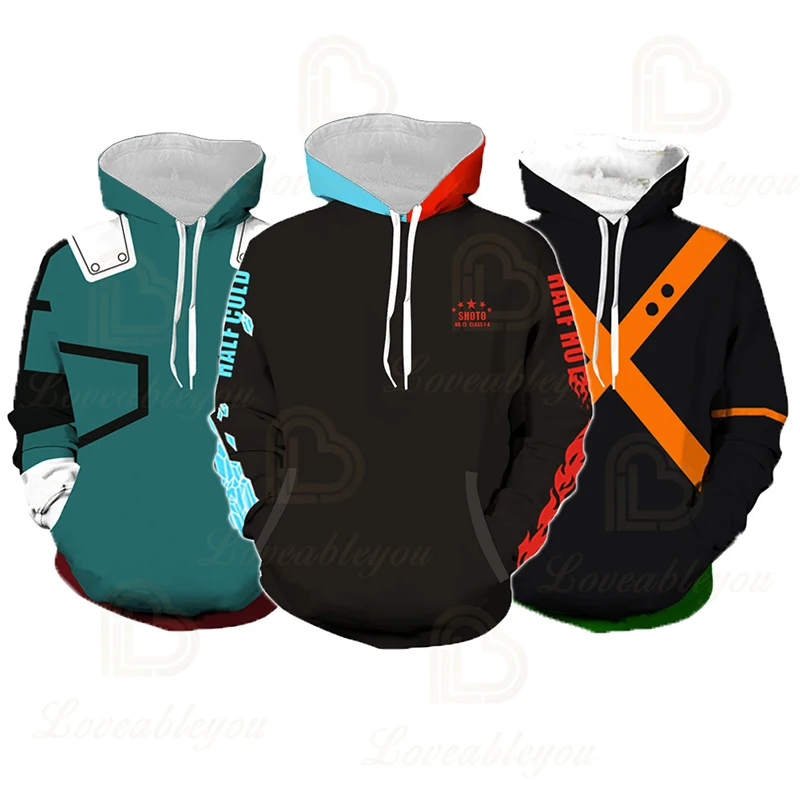 

Anime My Hero Academia Cosplay Costume Todoroki Shoto Hoodie Sweatshirts Jacket Unisex School Uniforms Tops