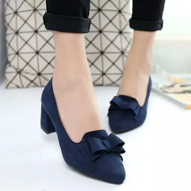Женские модельные туфли больших размеров 34-41 туфли-лодочки на массивном каблуке