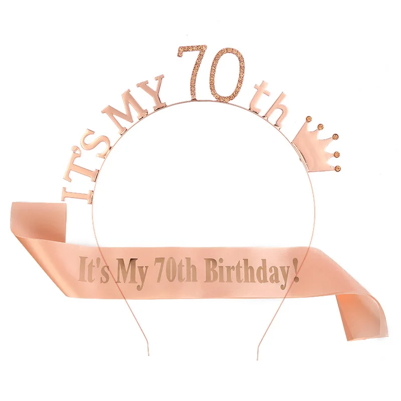 Набор для женщин корона диадема лента на 70 дней рождения розовое золото | Дом и