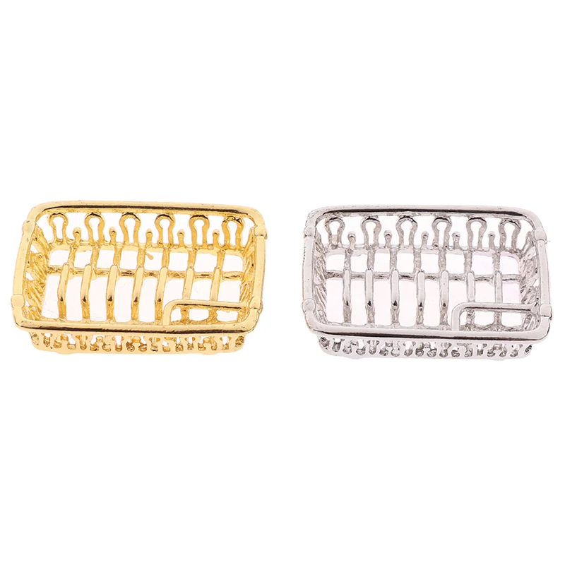 

1/12 Dollhouse Miniature Mini Metal Dish Rack Simulation Furniture Kitchen Storage Shelf Model Toys