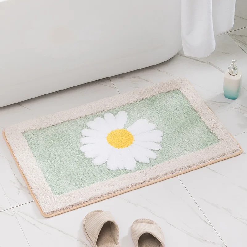 

Non-Slip Toilet Door Carpet Cartoon Daisy Floor Bathroom Mat Household Water Absorption Floor Rug For Shower Room Bedroom