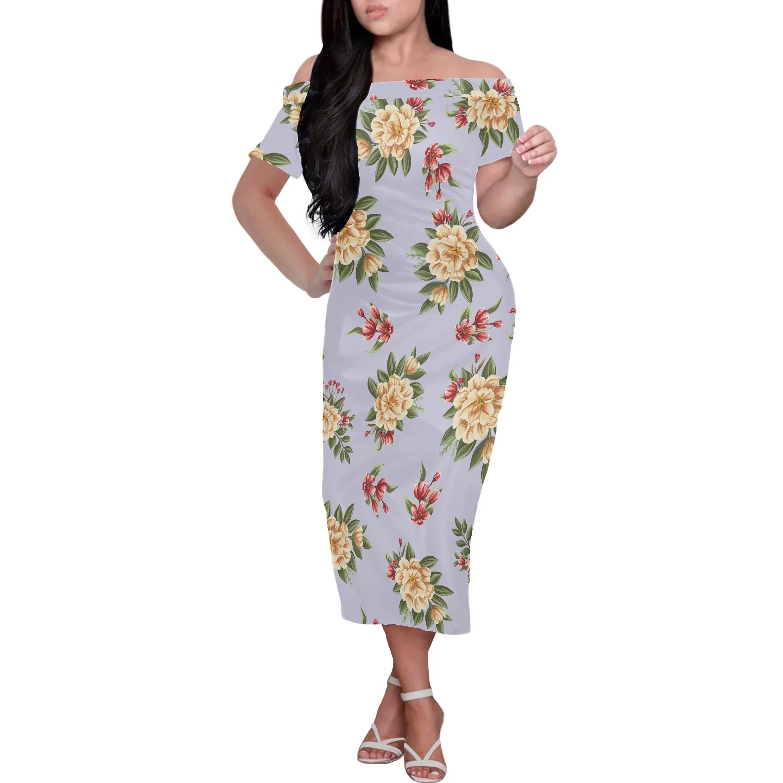 

Хлопчатобумажное платье с открытыми плечами и воротником-лодочкой, сексуальное осеннее вечернее платье с коротким рукавом, летнее платье, ...