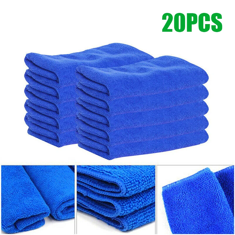 

25*25cm Car Cleaning Towel Accessory Tool Blue Set Polishing Auto Buffing