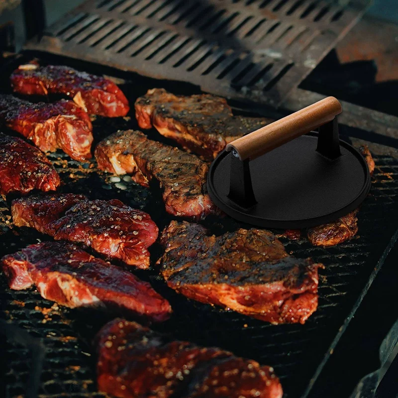 Ручная тарелка для стейка профессиональный пресс мяса чугунный гриль барбекю