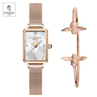 Часы женские кварцевые, с белым циферблатом, водонепроницаемые, из нержавеющей стали