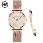 Женские кварцевые часы из нержавеющей стали, цвета розового золота