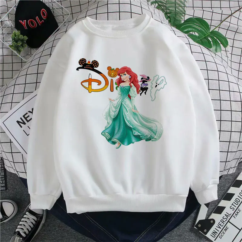 

New Disney Women Sweatshirts Kawaii Cartoon Ariel Little Mermaid Princess Print Tops Ladies Long Sleeve Hoodies Casual Pullovers