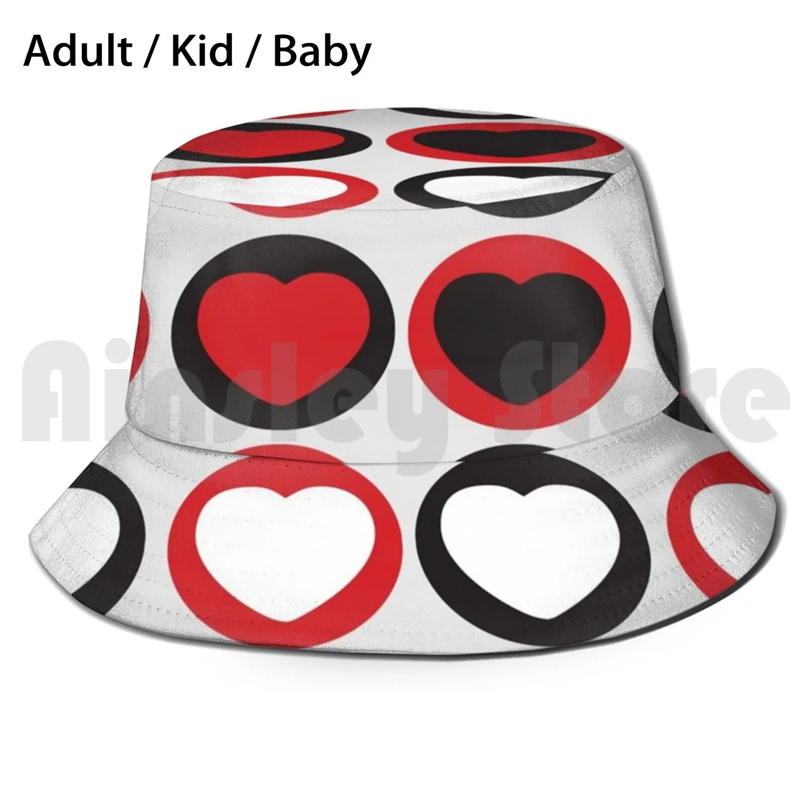 

Шляпа от солнца All Heart - Black, White, с красным сердцем