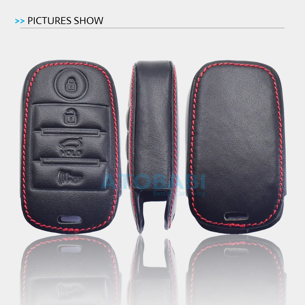 Кожаный чехол для автомобильных ключей с 4 кнопками смарт брелок дистанционным