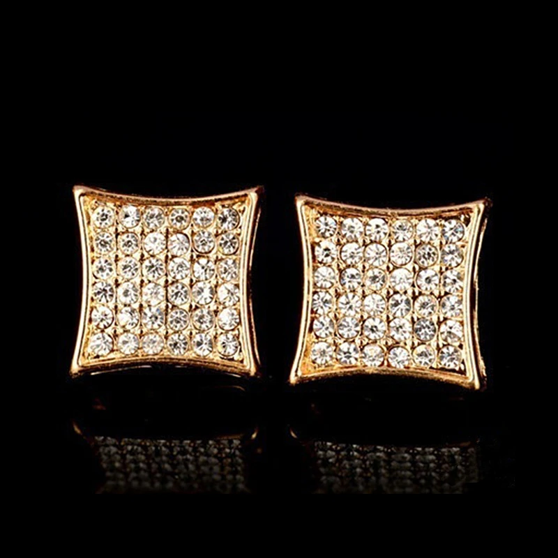 

Trendy Bling Square Stud Earrings Gold Silver Color Micro Pave Full Cubic Zirconia Earring Hip Hop Jewelry Z5C196