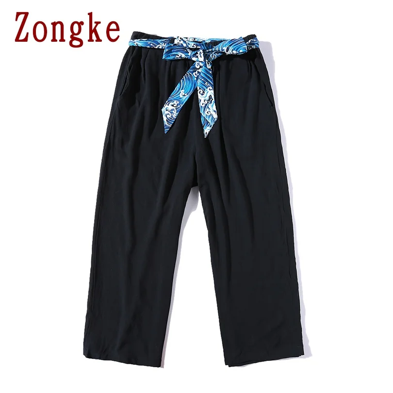 

Zongke Straight Harem Pants Men Joggers Sweatpants Japanese Streetwear Men Pants Trousers Casual Linen Mens Pants 2021 M-5XL