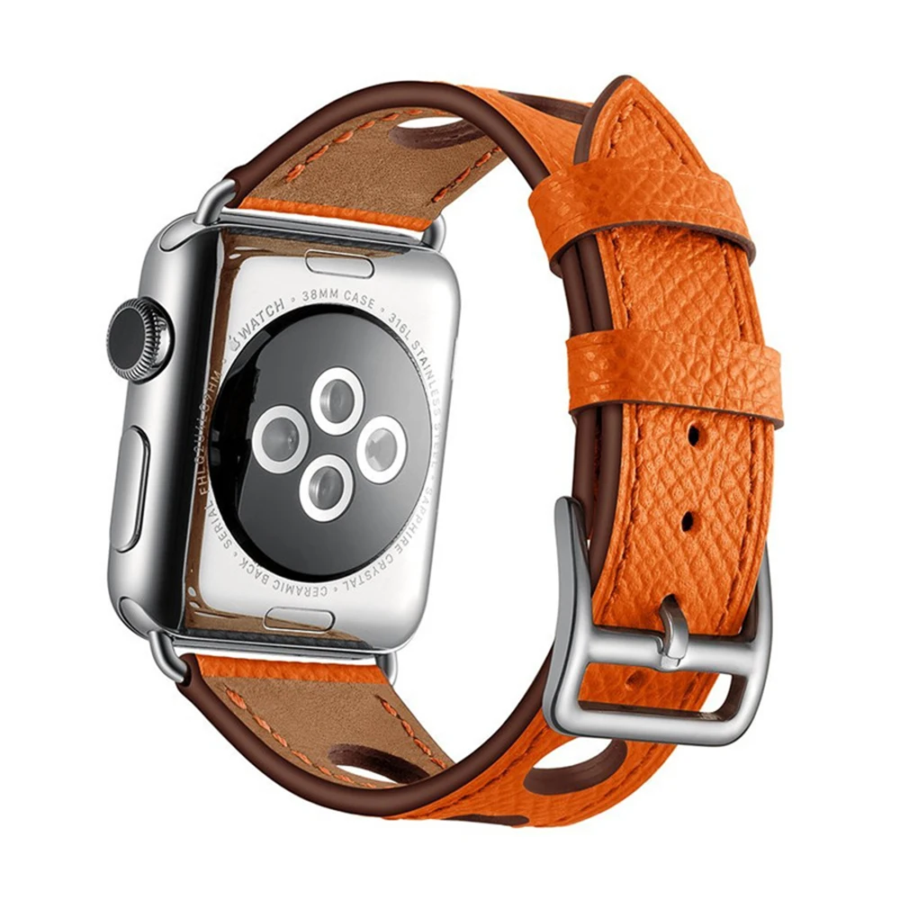 Последняя модель ремешка для Apple Watch 3 2 1 38 мм 42 мм мягкий три отверстия кожаный водостойкий ремешок для Iwatch серии 5 4 44 мм 40 мм