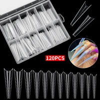 120pcs clear dual forms quick building nail mold tip with storage box finger extension nail art uv builder poly nail gel tools