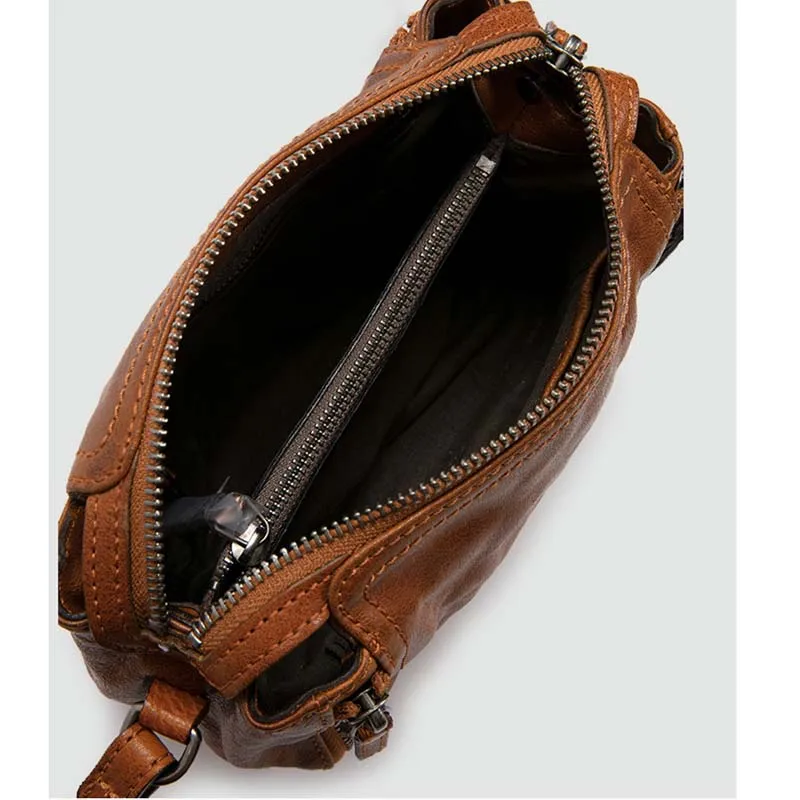 

AETOO 2020 retro handmade tide leather niche all-match crossbody small round bag leather pouch