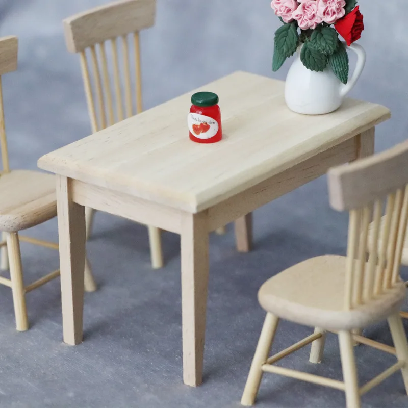 Кукольный домик ручной работы 1:12 миниатюрная мебель деревянный обеденный стол с