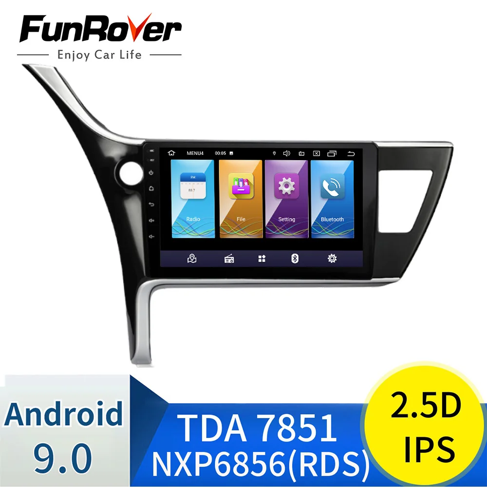 FUNROVER 2 din Android 9,0 ips+ 2.5D автомобильный dvd gps Мультимедиа для Toyota Corolla радио плеер Навигация стерео wifi RDS