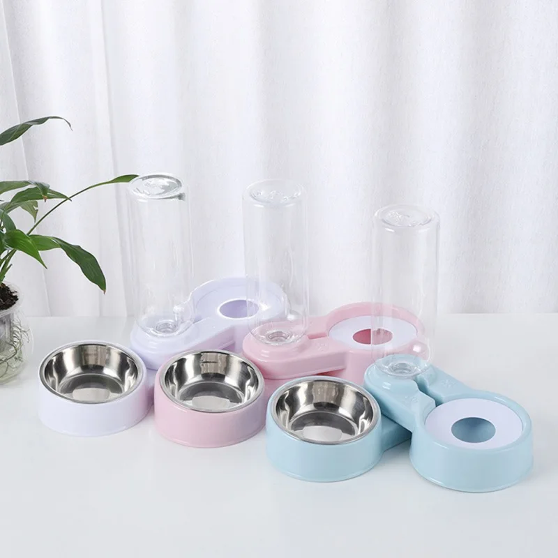 

Pet Dogs Cats Double Bowls Food Water Feeder Container Dispenser Automatic Cat Feeder Water Feeder Bowls Pet Dogs Supplies