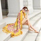 160x160 см очень большой квадратный шарф русского бренда хлопковый длинный шарф с кисточками Весенняя зимняя шаль Женская Цветущая Женская Пашмина накидка