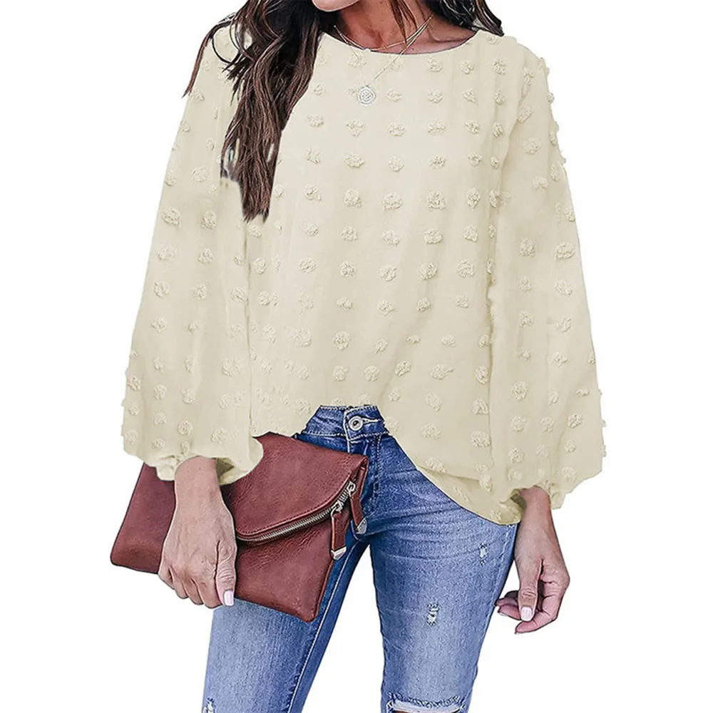 

Women's Tops And Shirts 2021 Long-sleeved Solid Color Shirts Spring And Autumn Fashion Loose Mesh Transparent Casual Blouses