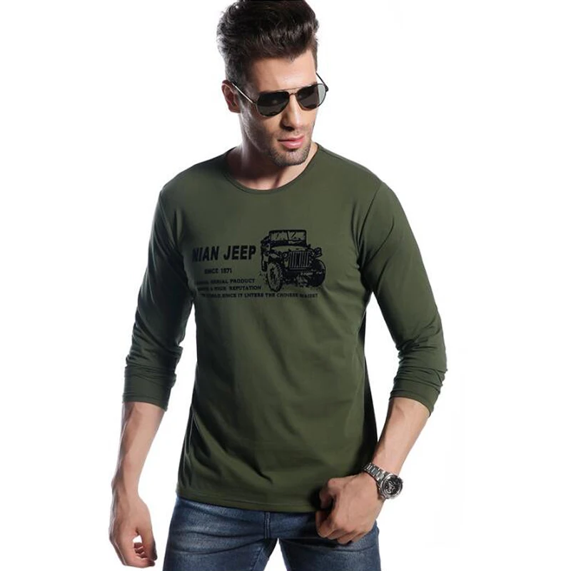 Высококачественная футболка брендовая Мужская хлопковая с длинными рукавами на