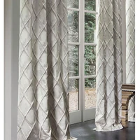 luxury rhombic lattice grey curtains drapes for living room nordic blackout curtains geometric fabric panel for villa cafe